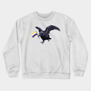 Nonbinary Pride Crow Friend Crewneck Sweatshirt